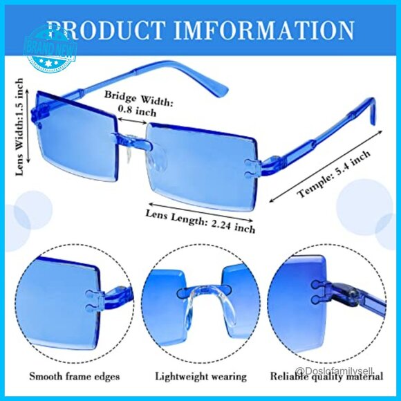 Rimless Rectangle Sunglasses Retro Y2K Fashion Lightweight Party Favor main image 5
